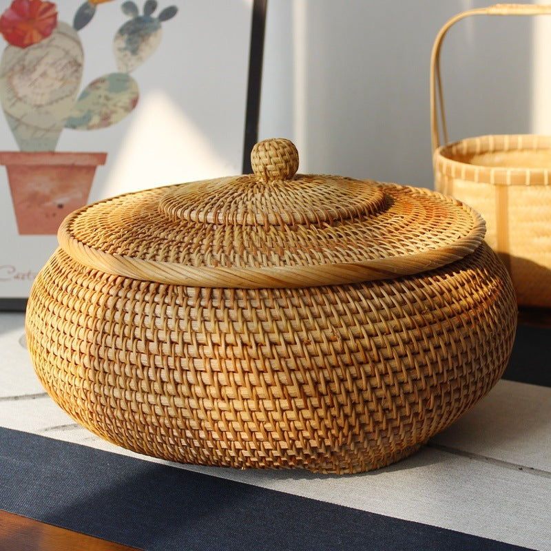 Rattan Inspired Straw Storage Box