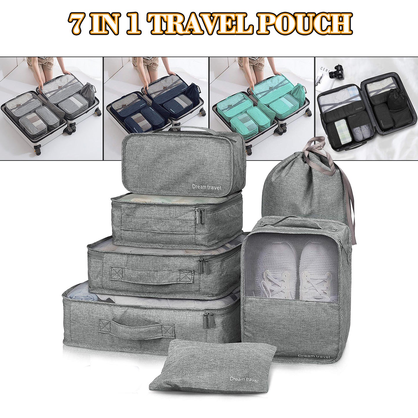 7piece Compression Packing Cubes