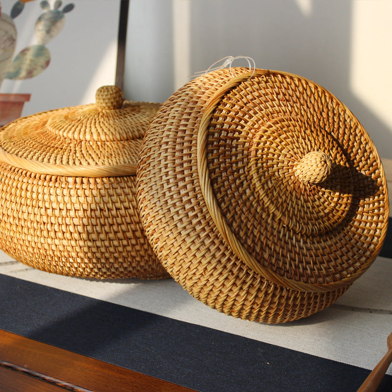 Rattan Inspired Straw Storage Box