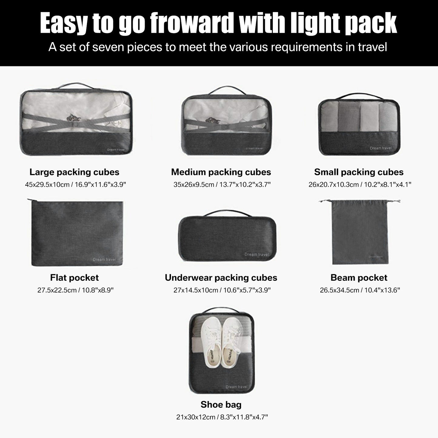 7piece Compression Packing Cubes